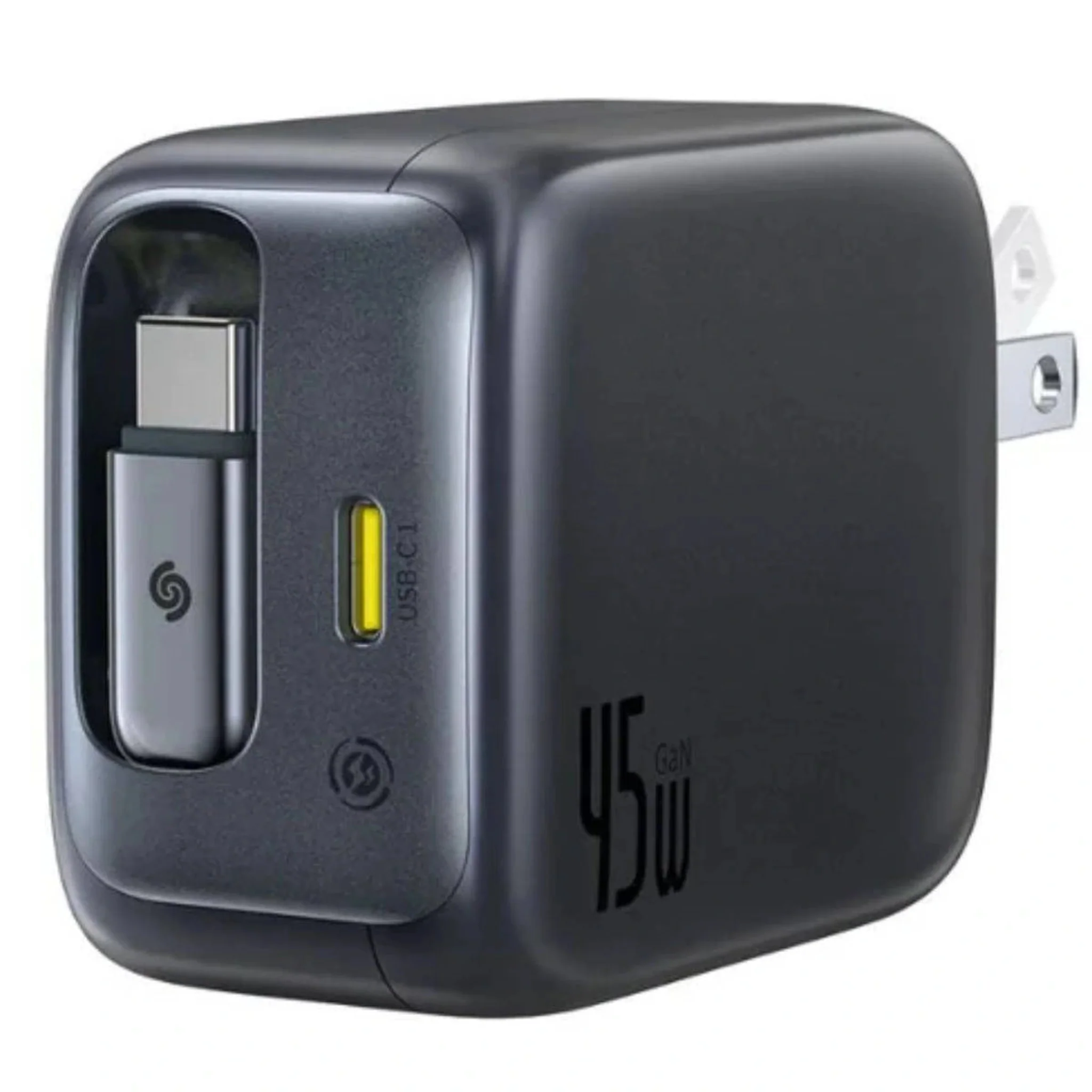 Baseus EnerCore CJ11 Fast Charger with Retractable Cable - 45W (2C) for US/JP, Cosmic Black